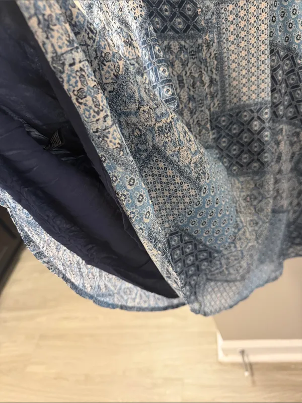 C'isa Blue Patchwork Ruffled Mini Dress – Size Large - Image 6