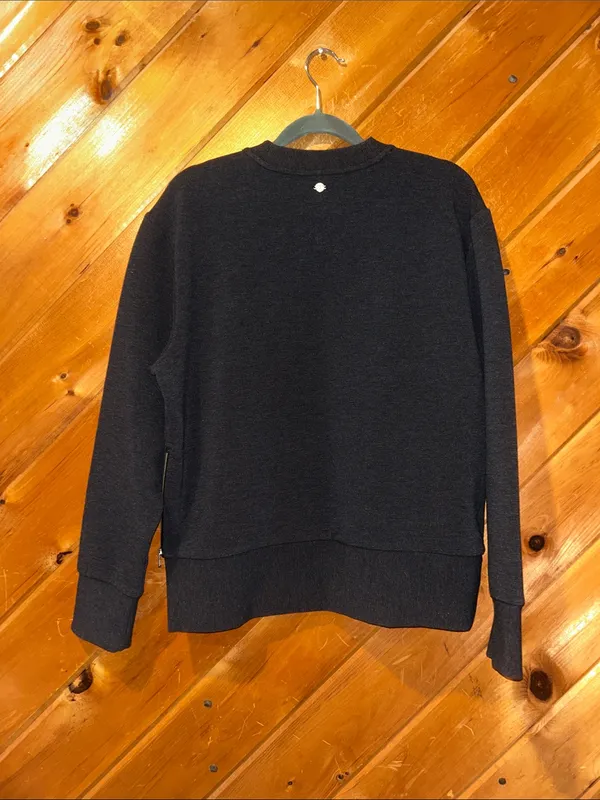 CALIA Elevate Ottoman Side Zip Sweatshirt in Pure Black Heather - Image 4
