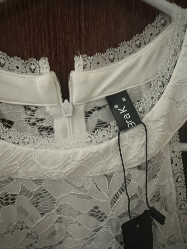 Women’s Gorgeous Allegra K White Satin Lace Med/ Length Dress Size M NWT - Image 6