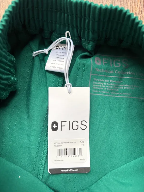 NWT FIGS Women’s Hunter Green Yola Skinny Scrub Pants - Size XXS Petite - Image 4
