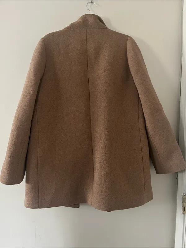 J Crew Tan Wool Blend Pea Coat 12 Jacket Zip Up Quiet Luxury Old Money Winter - Image 6