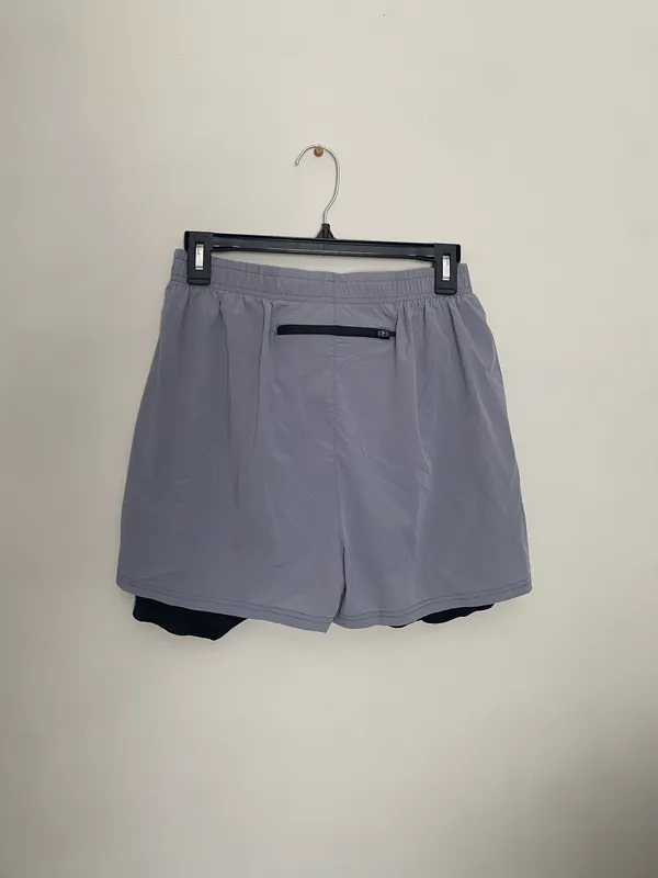Men’s Athletic Grey 2-in-1 Running Shorts with Built-in Liner - Image 2