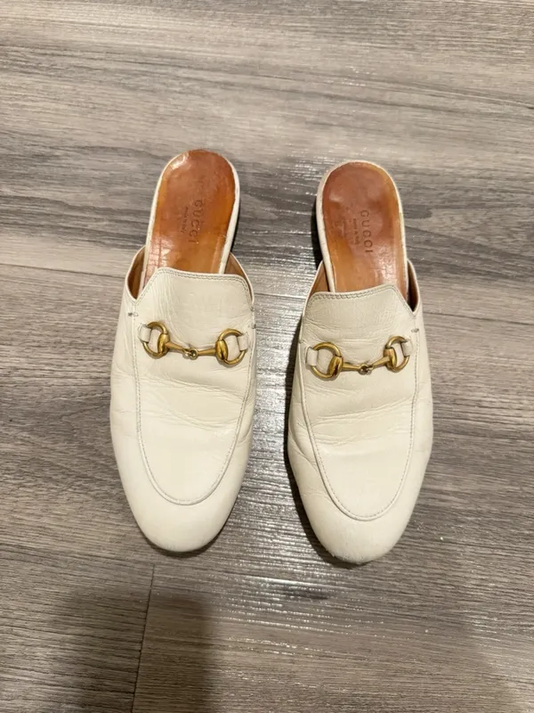 Gucci Princetown Horsebit Slipper Loafer in White Size 37.5 (7.5) - Image 2
