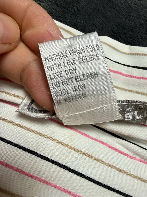 Dressbarn pink and white striped button up shirt with tie Size XXL #preppy #stripedshirt - Image 2