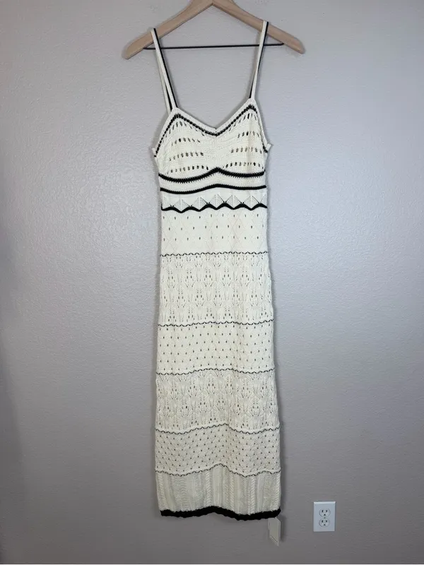 Commense Paros Crochet Eyelet See Through Midi Dress size XS NEW $50 - Image 6