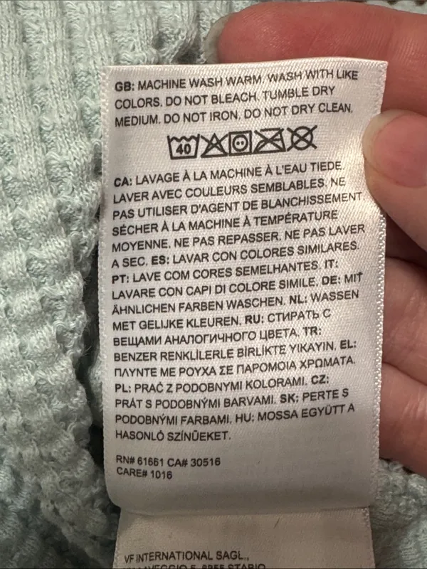 The North Face Pale Aqua Waffle Mock Neck Chabot Sweatshirt Hiking Outdoors sz L - Image 11