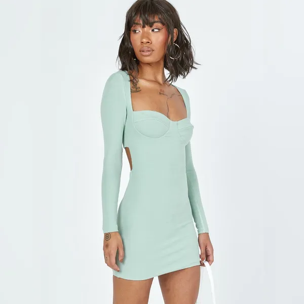 Princess Polly Javier Mini Dress in Sage Size 6 New with tag - Image 2
