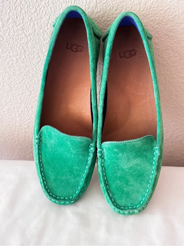 UGG Bright Green Suede Slip-On Loafers - Image 4