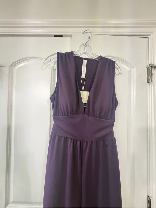 HALARA Sleeveless V-Neck Wide-Leg Jumpsuit in Plum NWT - Image 4