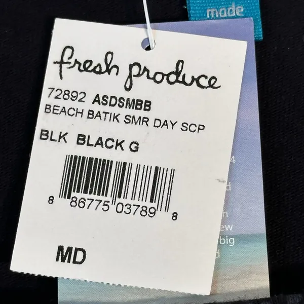 Fresh Produce Womens Black Beach Batik Summer Day‎ Scoop Neck Dress Size M NEW - Image 4