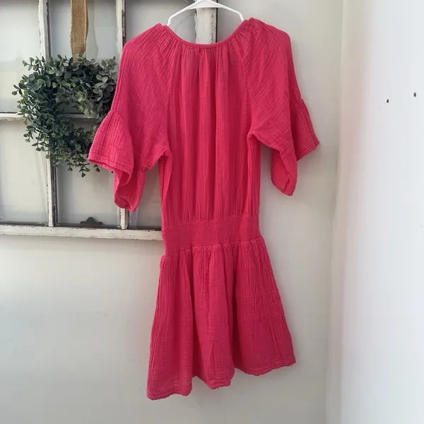 NWT Michael Stars‎ $168 Katelyn Mini Dress WildBerry Gauze Smocked Cotton Size S - Image 8