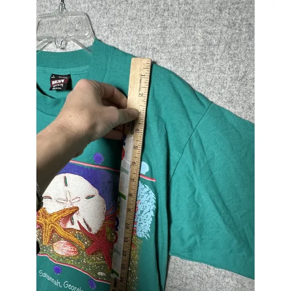 Vintage Best‎ Large T-Shirt Savannah Georgia Single Stitch Green Shells Beach - Image 11
