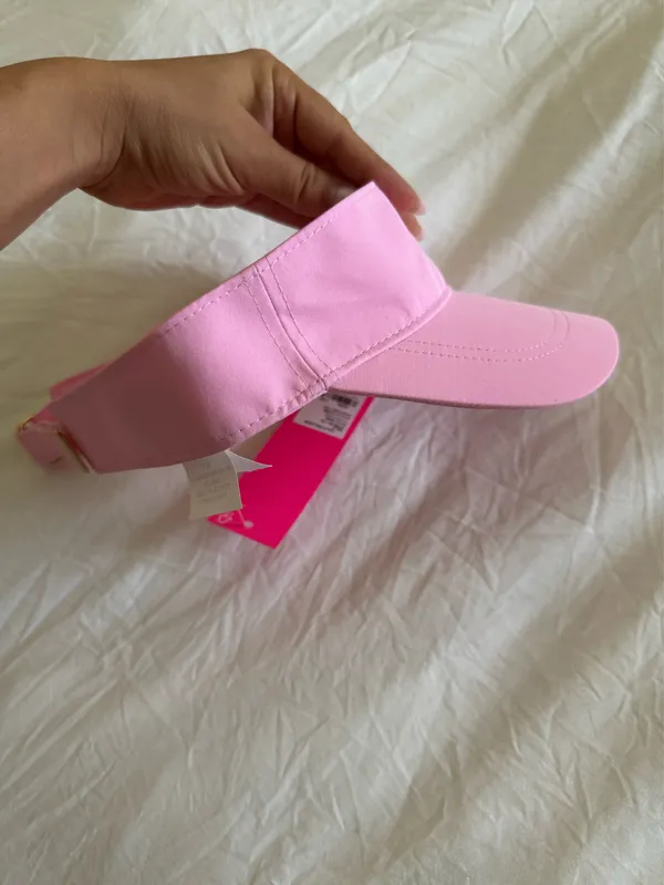 Pink Lilly Pulitzer visor hat with gold bar adjustable strap  - Image 4