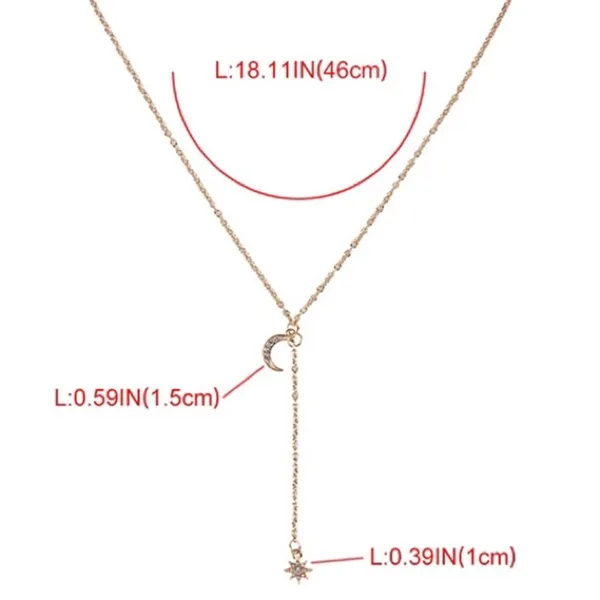 Sun Moon Gold Choker Y-Drop Necklace Celestial New - Image 5