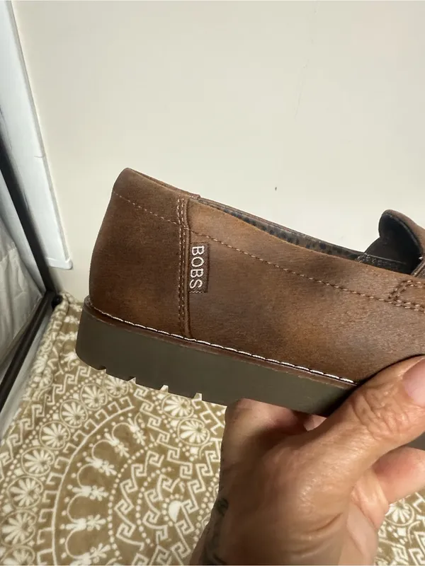 BOBS from Skechers Brown Slip-On Loafers with Contrast Stitching - Image 3
