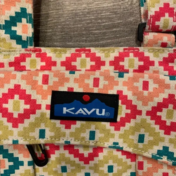 Kavu Canvas Crossbody Adjustable Green Pink Aztec Bag Purse - Image 3
