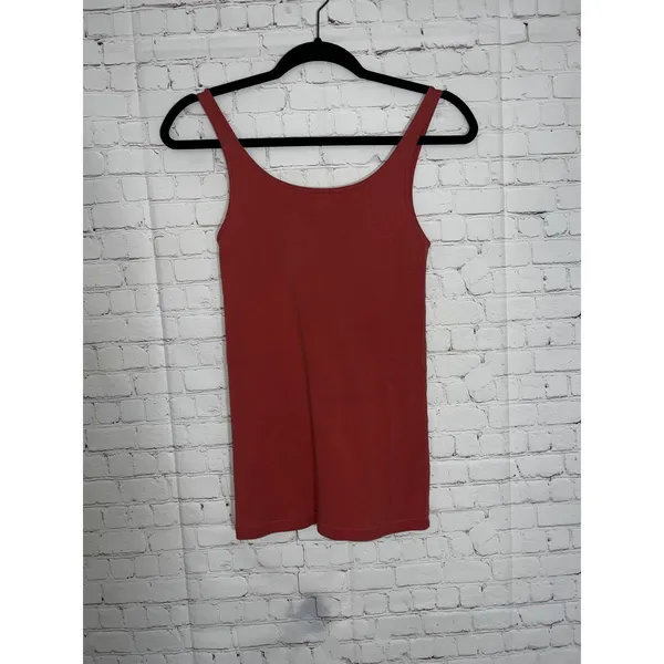 Eileen‎ Fisher Womens Organic Cotton Scoop Neck Tank Top Terracotta Red Small - Image 2