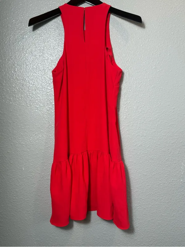 Amanda‎ Uprichard High Neck Drop Waist Ruffle cocktail, wedding Dress Coral XS - Image 3