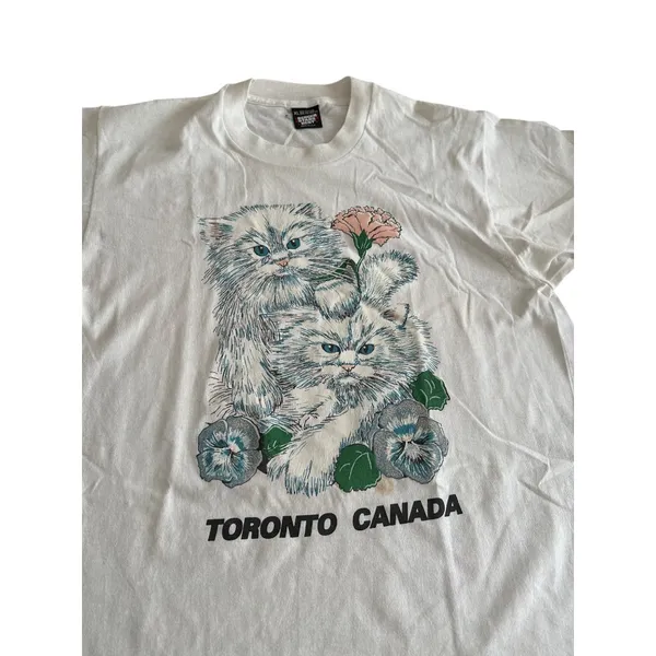 Vintage Toronto Canada Cat Graphic T-Shirt XL Screen Stars Best White Cat Lovers - Image 4