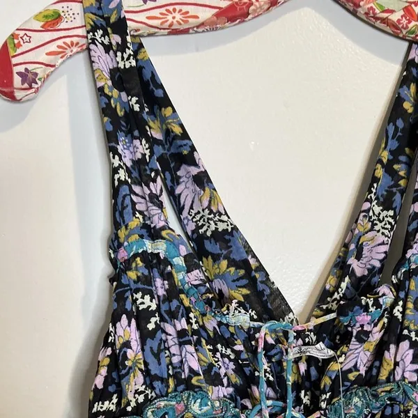 Free People Dance with Me Ruched Gathered Front Cute Ties Maxi Dress Size Small - Image 7
