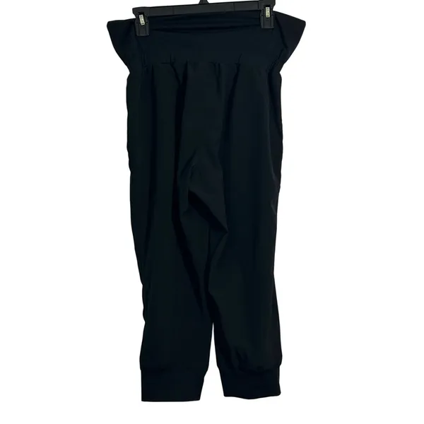 Fabletics black capri jogger pants stretchy yoga running medium loungewear - Image 2