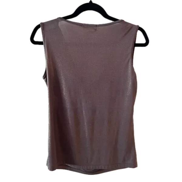 Calvin Klein Sleeveless Cowlneck Top Shimmer Gold SZ. S - Image 2