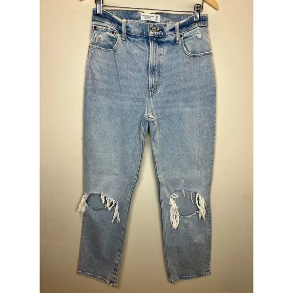 Abercrombie & Fitch 90s Straight Ultra High Rise Jeans Women 28/6R Distressed - Image 2