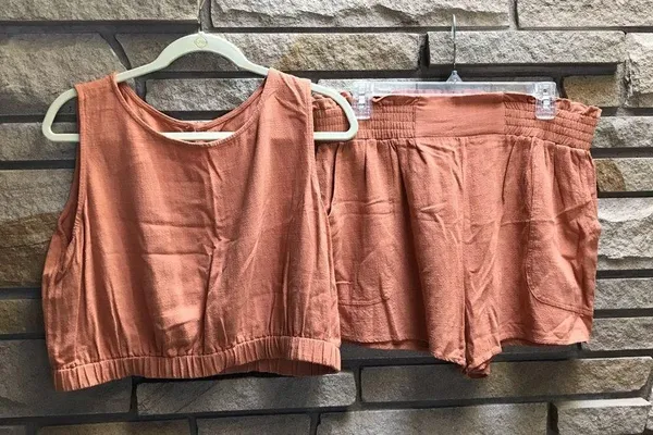 Trendy Queen 2 Piece Short Sets Sleeveless Lounge High Waisted orange XL - Image 4