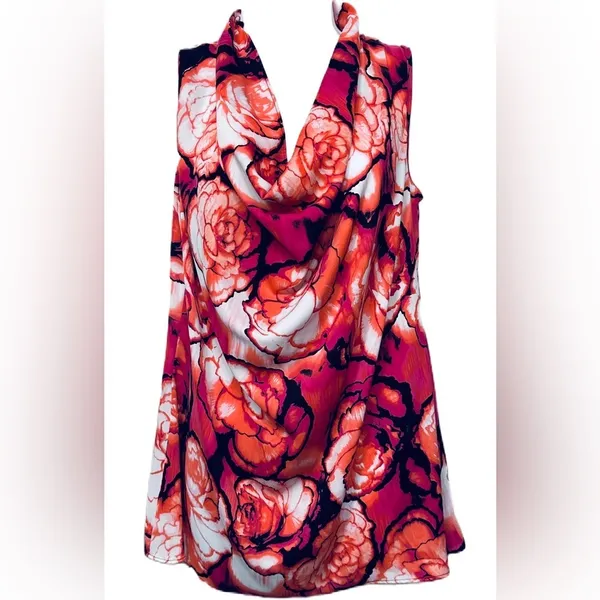 Worthington Floral Print Multicolored Sleeveless Blouse Size‎ Large - Image 6