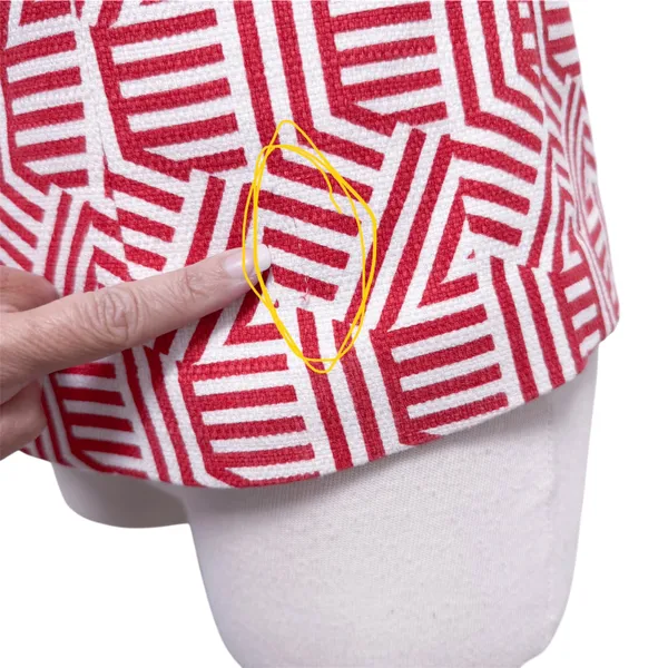 Boden Red Off White Geometric Sleeveless Flap Neck Woven Fit Flare Martha Top 10 - Image 10