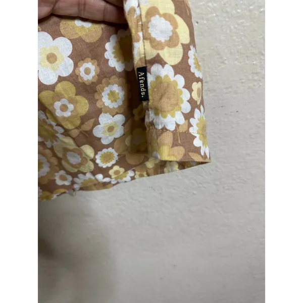 Afends Hemp Tencel Retro Daisy Floral Mini Dress Sleeveless Scoop Neck US 2 - Image 6
