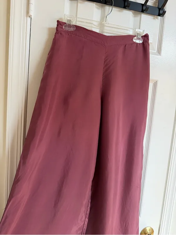 Athleta Calm Cool Wide Leg Satin Pants S Mauve Rose Cupro - Image 3