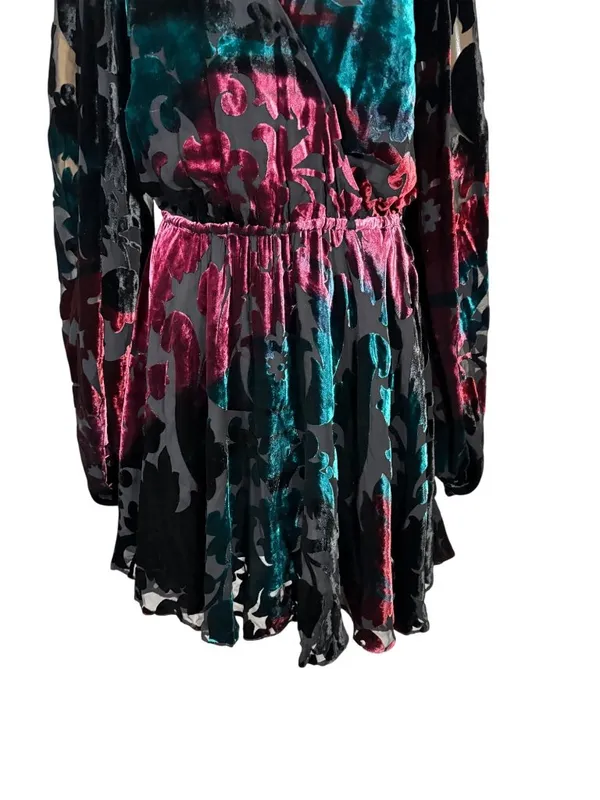 Caroline Constas Olena Velvet Burn Out Mini Dress Size Small - Image 8