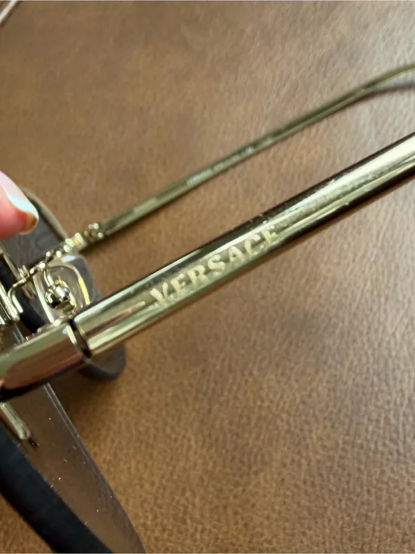 Versace VE2231 Black and Gold Medusa Rimless Aviator Sunglasses with Case - Image 8