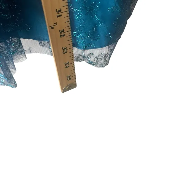 MXI Y2k 2000s Size 7 Aqua Mermaid Blue Chiffon Sparkle‎ Glitter Fairy Mini Dress - Image 8