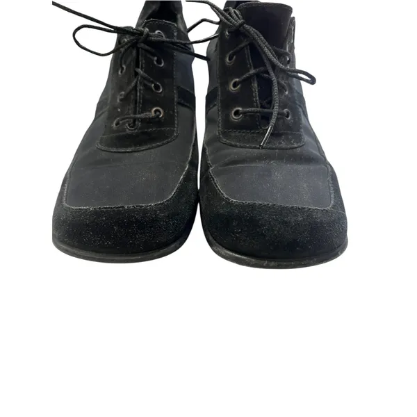 Vintage Y2K 2000's Bruno Magli 7 Women Black Heeled Oxfords Lace Up Italy wedge - Image 4