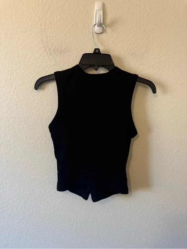 Edikted Basel Button up Tank Top Black Size XS Ribbed Summer Spring Y2K - Image 6