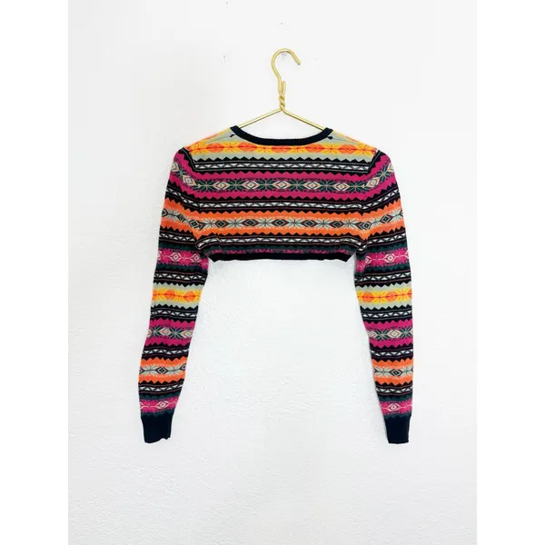 Anthropologie Maeve Abstract Sweater Shrug Size XS Multi Color Fair Isle Nordic - Image 11