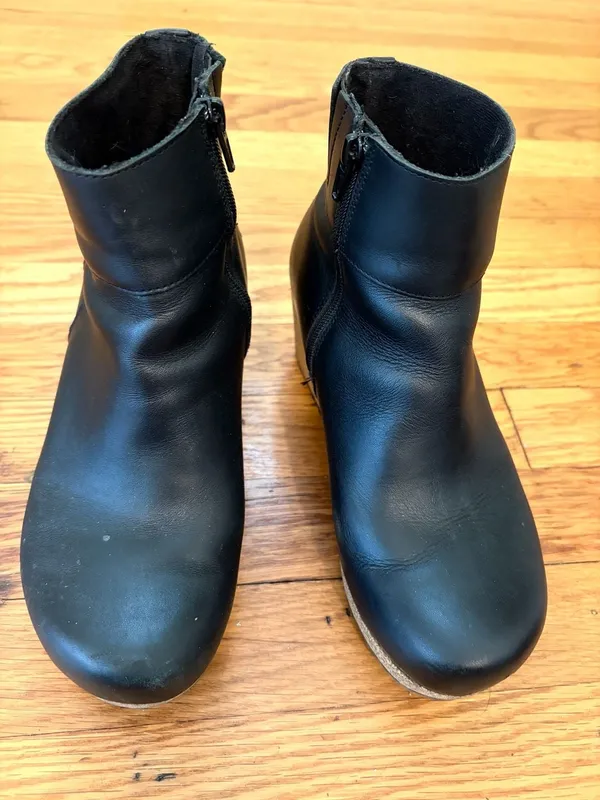 Papillio by Birkenstock Ebba Black Natural Leather Wedge Ankle Boots Booties 7 - Image 3
