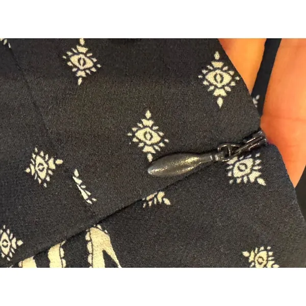Cabi Pants Women 2 Navy Blue White Geometric Track‎ Star Flowy Wide Leg Trousers - Image 7