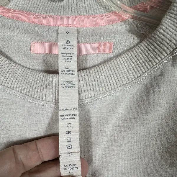 Lululemon Rejuvenate Pullover Sweatshirt Ivory Cream Pink Side Zip Top Women's 6 - Image 9