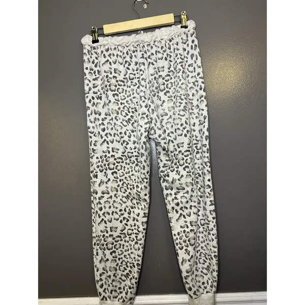 Entro Sweatpants Womens Medium Gray Leopard French Terry Jogger Lounge Cuffed - Image 5