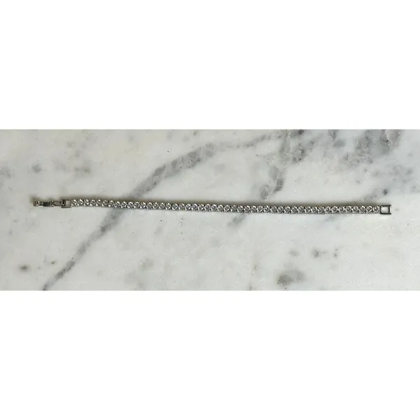 Silver Tone Tennis Bracelet Clear CZ 6.5” Box Clasp Classic Minimalist Jewelry - Image 4