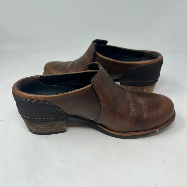 Merrell J42468 Leather Clog Mule Slip On Brown Stacked Heel Comfort Shoes 6 - Image 5