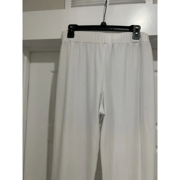 IC by Connie K Womens White Wide Leg Palazzo Pants Elastic Waist Size Medium - Image 3