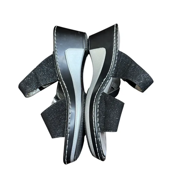 Alegria Shoes Womens Size 9 Black Glitter‎ Slide Sandals Wedge Comfort Strap 39 - Image 5