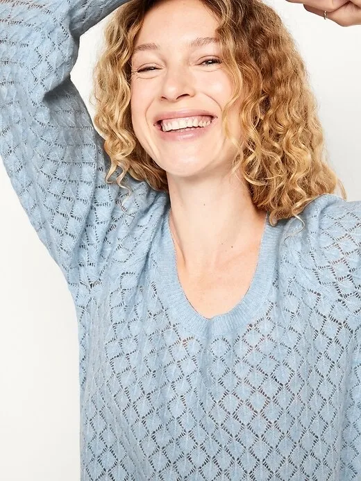 Old Navy Pointelle Scoop Neck Sweater - Image 3