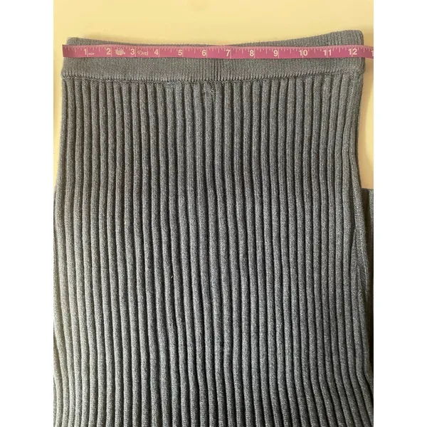 Dusty Blue Ribbed Knit Sweater Crop Top & Skirt Set Size S EUC - Image 7