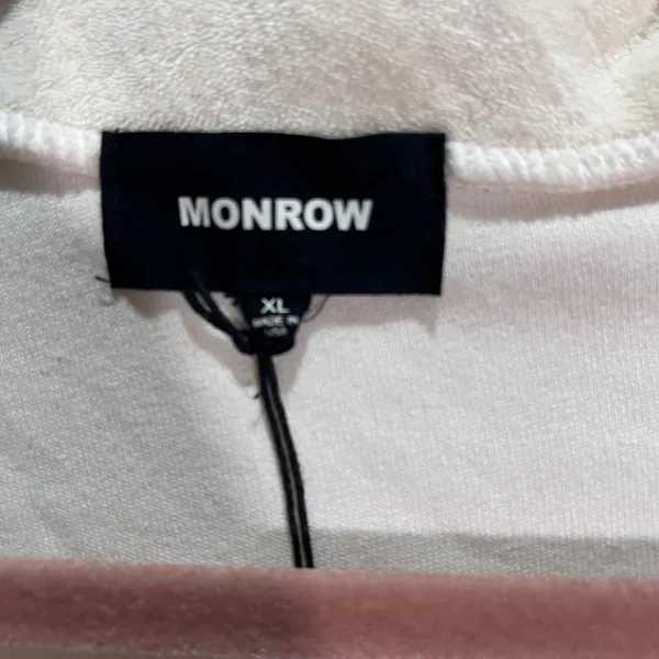 MONROW Quarter Zip Pullover Sweatshirt Top Womens XL Cream Collar Terrycloth NWT - Image 3