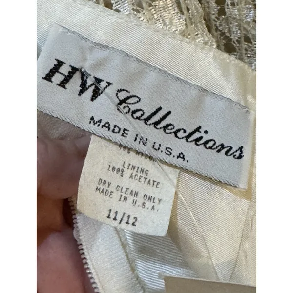 Vintage Lace Dress Size 12 Cream Ribbon Sequin Victorian‎ Romantic Delicate - Image 11